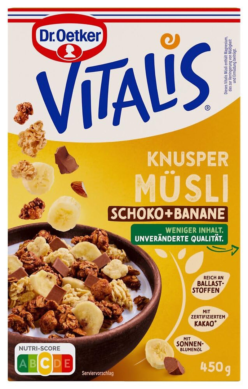 Dr. Oetker Vitalis Crunchy Honeys: Musli crocant cu miere, pentru micul dejun și gustări, pachet de 5 (5 x 600g)