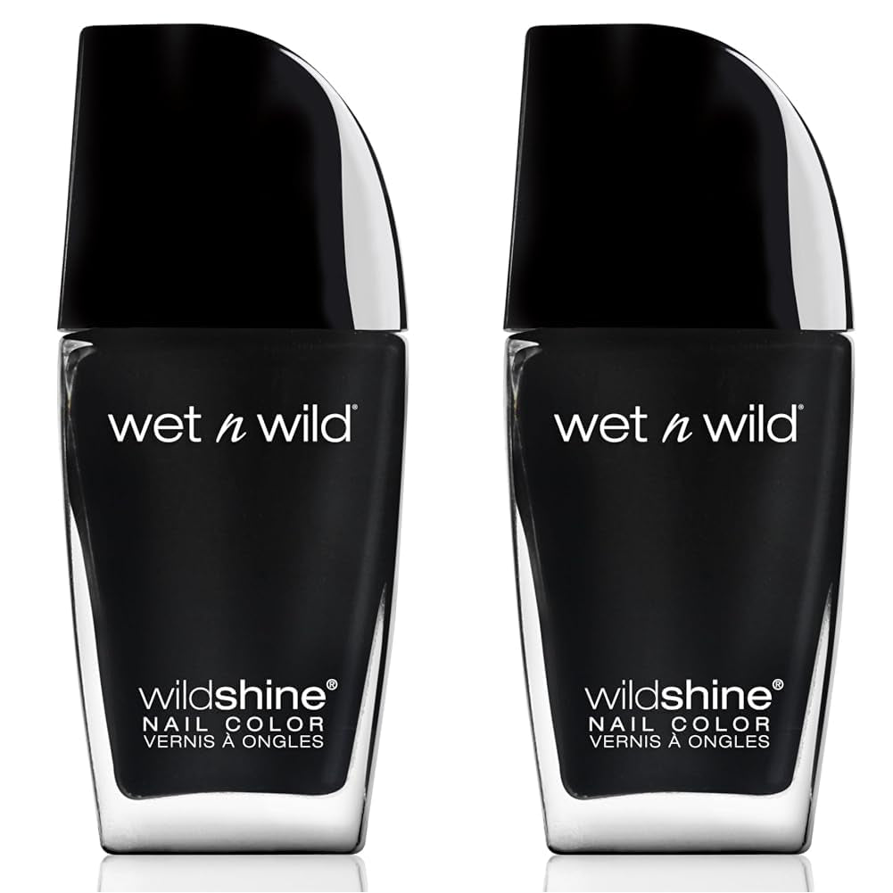 Wet n Wild, ojă Wild Shine, fără formaldehidă, toluen și ftalați, formulă de lungă durată care se usucă rapid, Tickled Pink (pachet de 2)