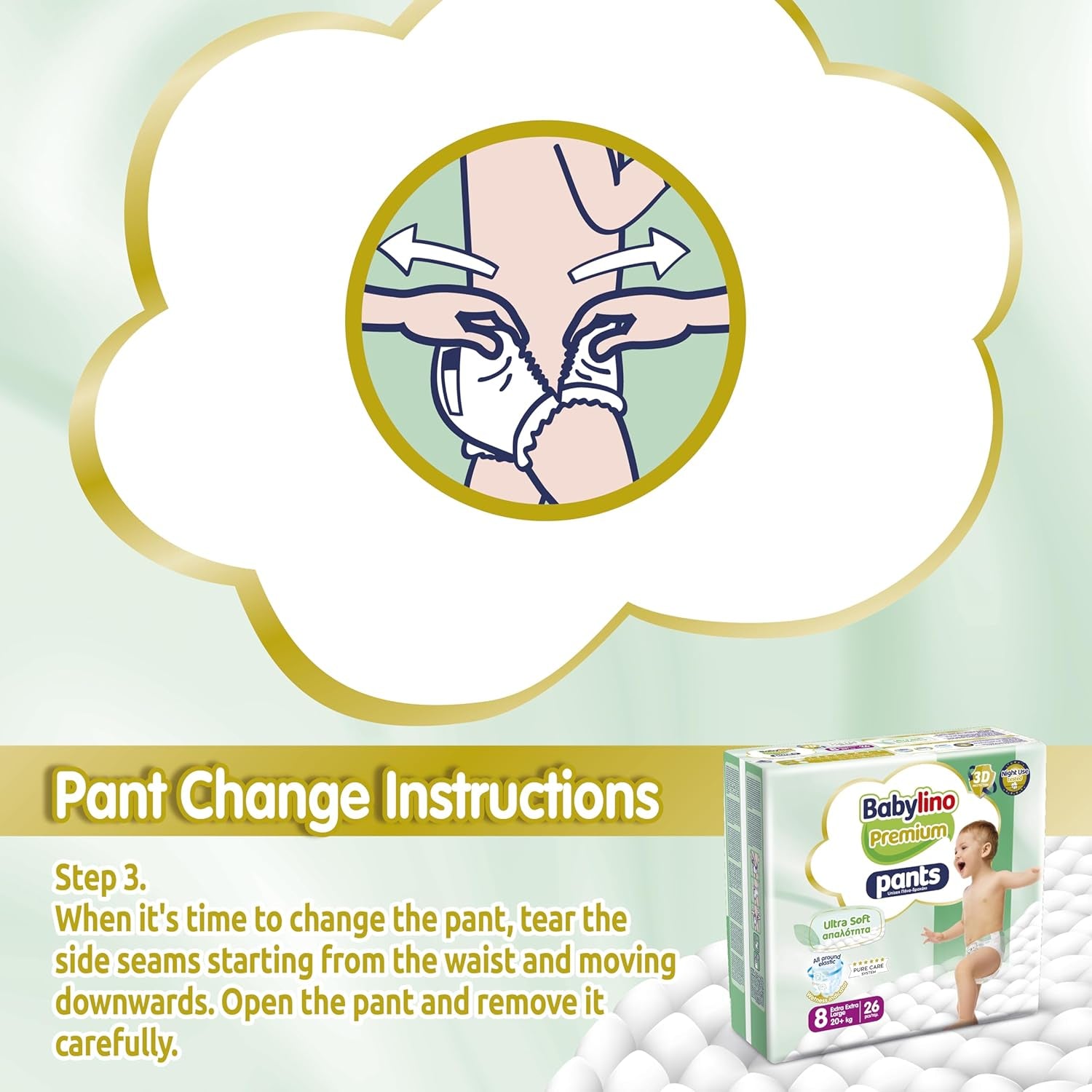 Pantaloni Premium Mărimea 8 cu Filtru Ultra-Moale, XXL (20+ kg), 104 bucăți