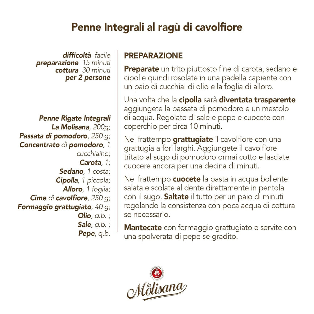 N°20 Penne Régate Intégrale Pâte 500 g - Lot de 6