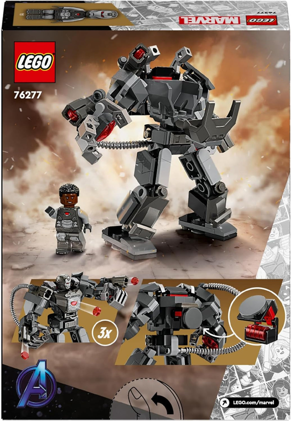 LEGO Marvel War Machine Mech, jucărie construibilă pentru supereroi cu 3 împușcătoare pentru copii, figură de acțiune legendară din MCU, cadou pentru băieți și fete de la 6 ani 76277 Seturi de constructie Besuche den LEGO-Store
