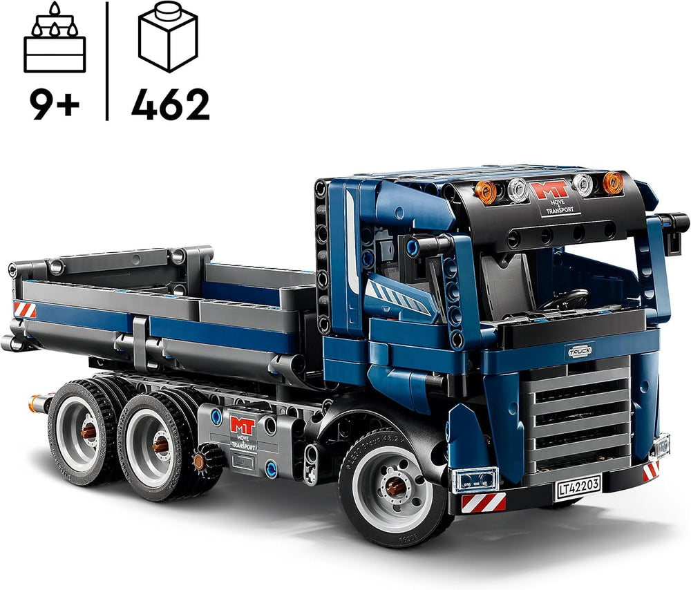 Jucărie LEGO Technic Dump Truck cu direcție și benă mobilă - vehicul de construcții albastru - idee de cadou pentru zile de naștere sau sărbători - set de construcție pentru băieți și fete de la 9 ani 42203 Seturi de constructie Besuche den LEGO-Store