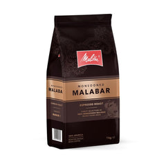 Melitta Monsooned Malabar cafea rară, 1 kg, boabe de cafea, nemăcinată, 100% boabe Arabica din India, prăjită în Germania, tărie 4 Cafea Naty Shop Monsooned Malabar