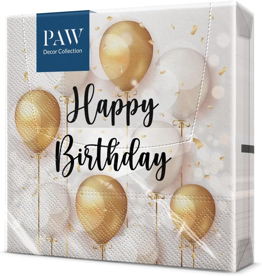 PAW - Șervețele 3 straturi (33 X 33 Cm) I 20 de bucăți I Perfect pentru petreceri, zile de naștere, sărbători I Decorațiuni de masă pentru petreceri pentru copii - Șervețele de hârtie colorate cu motiv - fotbal I minge de fotbal (pachet cu 2)