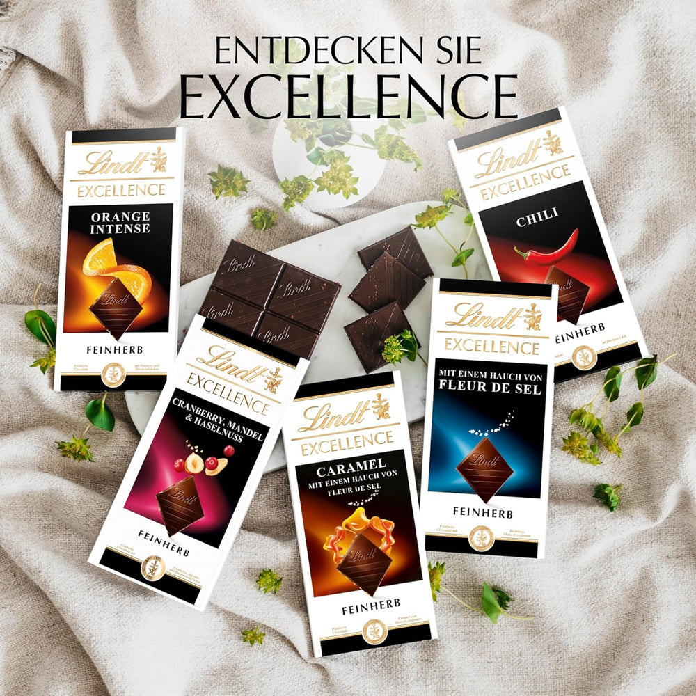 Lindt EXCELLENCE Caramel și Sare de Mare - Ciocolată Neagră | Baton 100g | Cu Caramel și Sare de Mare (Fleur de Sel) | Aromă Intensă de Cacao | Ciocolată Neagră