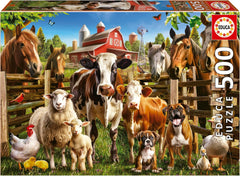 Educa - Puzzle de 500 piese pentru adulti | Animalele de la ferma obraznice. Dimensiuni: 48 X 34 cm. Include lipiciul de puzzle Fixpuzzle. Pentru 11 ani (19905) Puzzle Naty Shop Titlu implicit