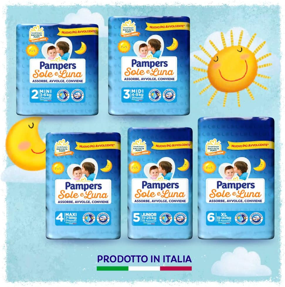 Scutece Pampers Sun and Moon, Unisex, Junior, Mărimea 5 (11-25 kg), 120 de scutece