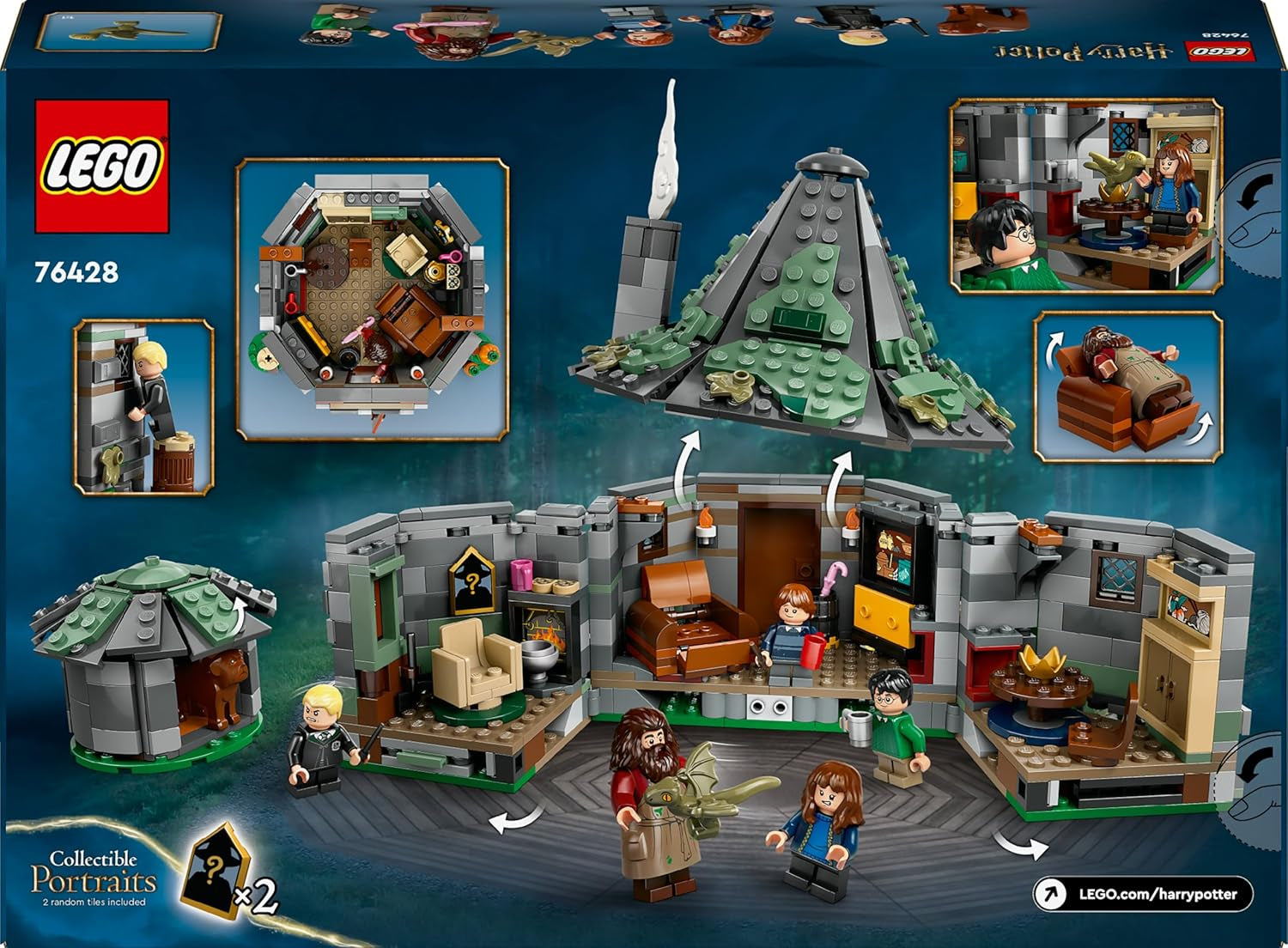 LEGO Harry Potter Hagrids Hütte: EIN unerwarteter Besuch Set mit 5 Mini-Figuren und 2 Tierfiguren, Geschenk für 8-jährige Mädchen, Jungs und Kinder, magisches Abenteuer-Spielzeug, Fantasy Set 76428