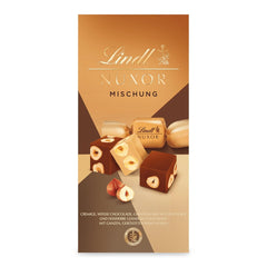 Lindt Ciocolată | Mix pentru pungă NUXOR | 103g | Cuburi cremoase de ciocolată Gianduja în trei sortimente cu alune întregi prăjite | Cadou de ciocolată