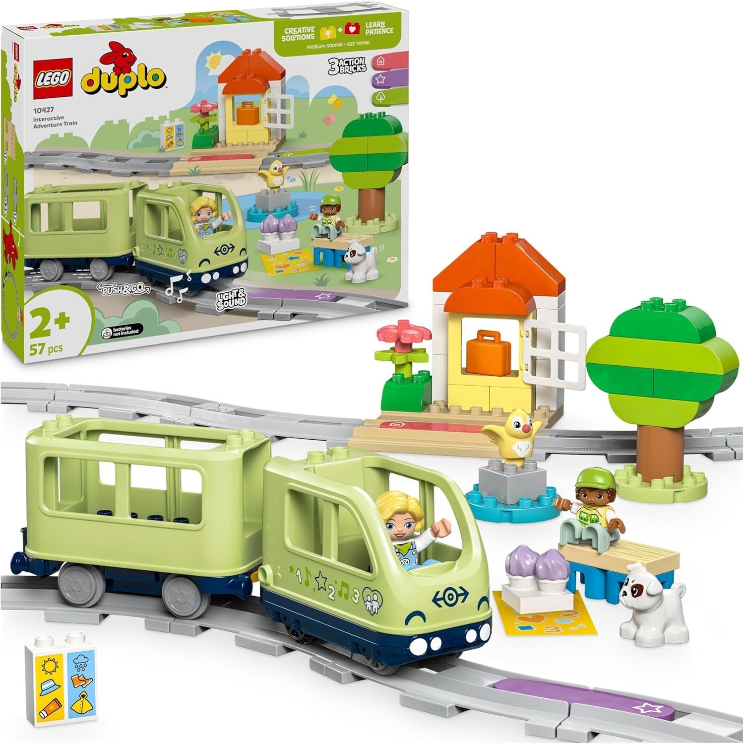 LEGO DUPLO Town Interactive Adventure Train, Playset cu lumini și sunete pentru jocuri de rol, permite copiilor de la 2 ani să construiască șine, jucărie educativă pentru preșcolari 10427 Seturi de constructie Besuche den LEGO-Store Titlu implicit