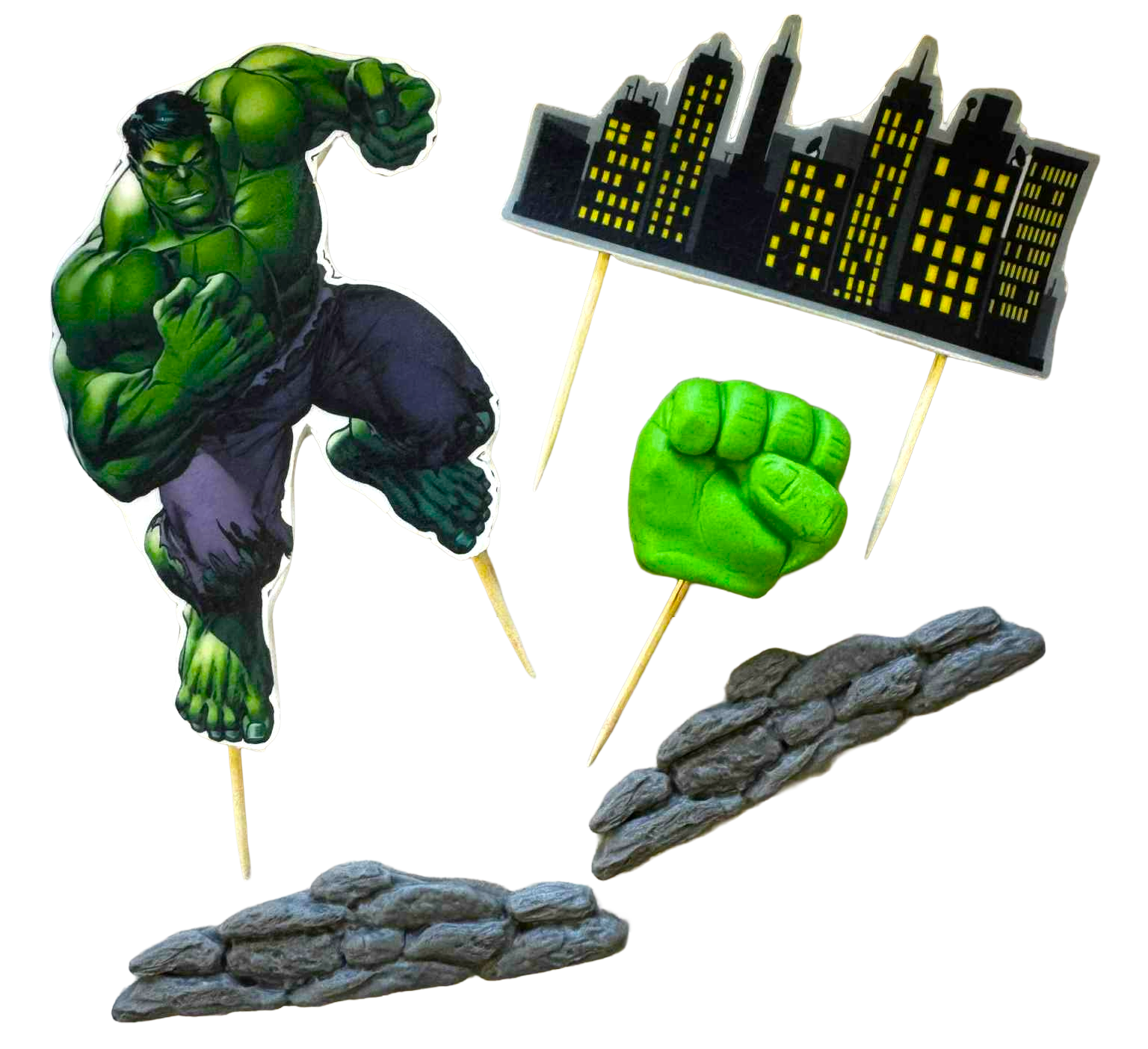 Set 5 decoratiuni comestibile, Hulk