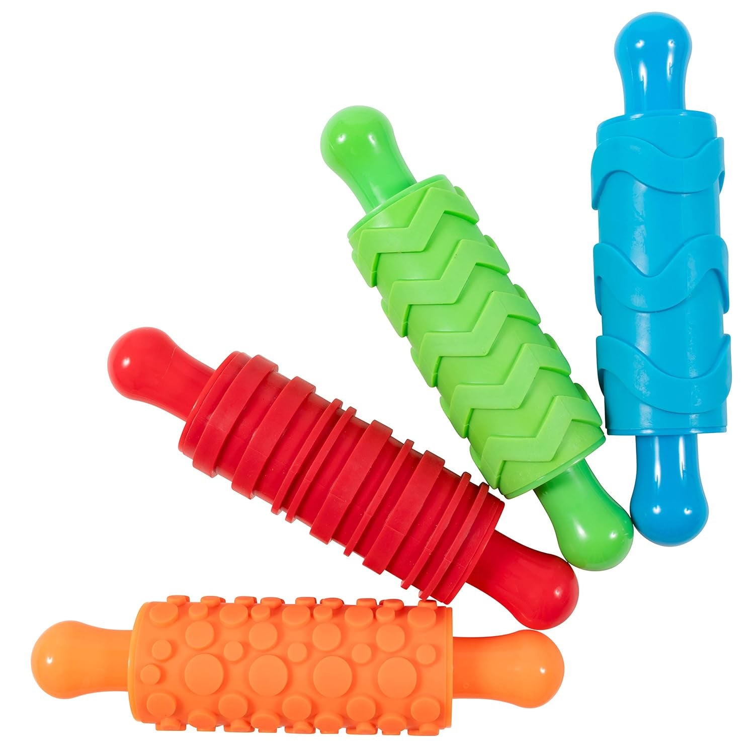 Role texturate pentru vopsea și lut - set de 4 - role de modelat texturate pentru copii - modele versatile pentru meșteșuguri și decorare