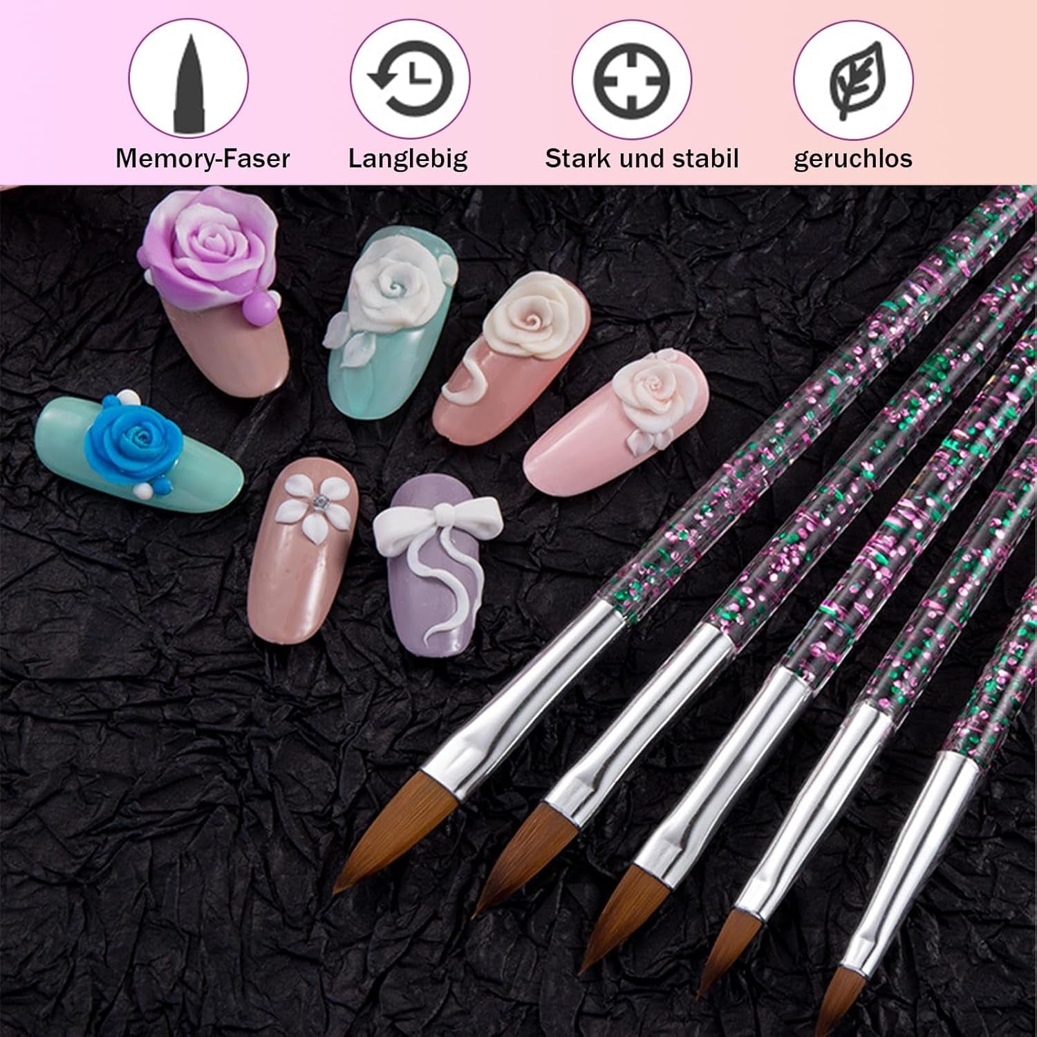 31 Stück Professionelle Nagel Pinsel Set, Dual-Ended Nagelpinsel,Pinsel Für Gelnägel,Acryl Nail Art Pen,Nail Art Dotting Tools,Nail Brush Für DIY Nagelkunst Salon Design