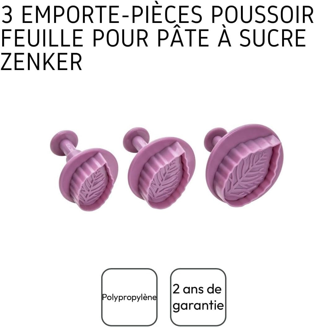 Set de forme pentru biscuiți Zenker „Frunză” 3 piese SWEET SENSATION, Formă pentru biscuiți cu ștampilă (Culoare: Roz înghețat), Cantitate: 1 set, 3 piese