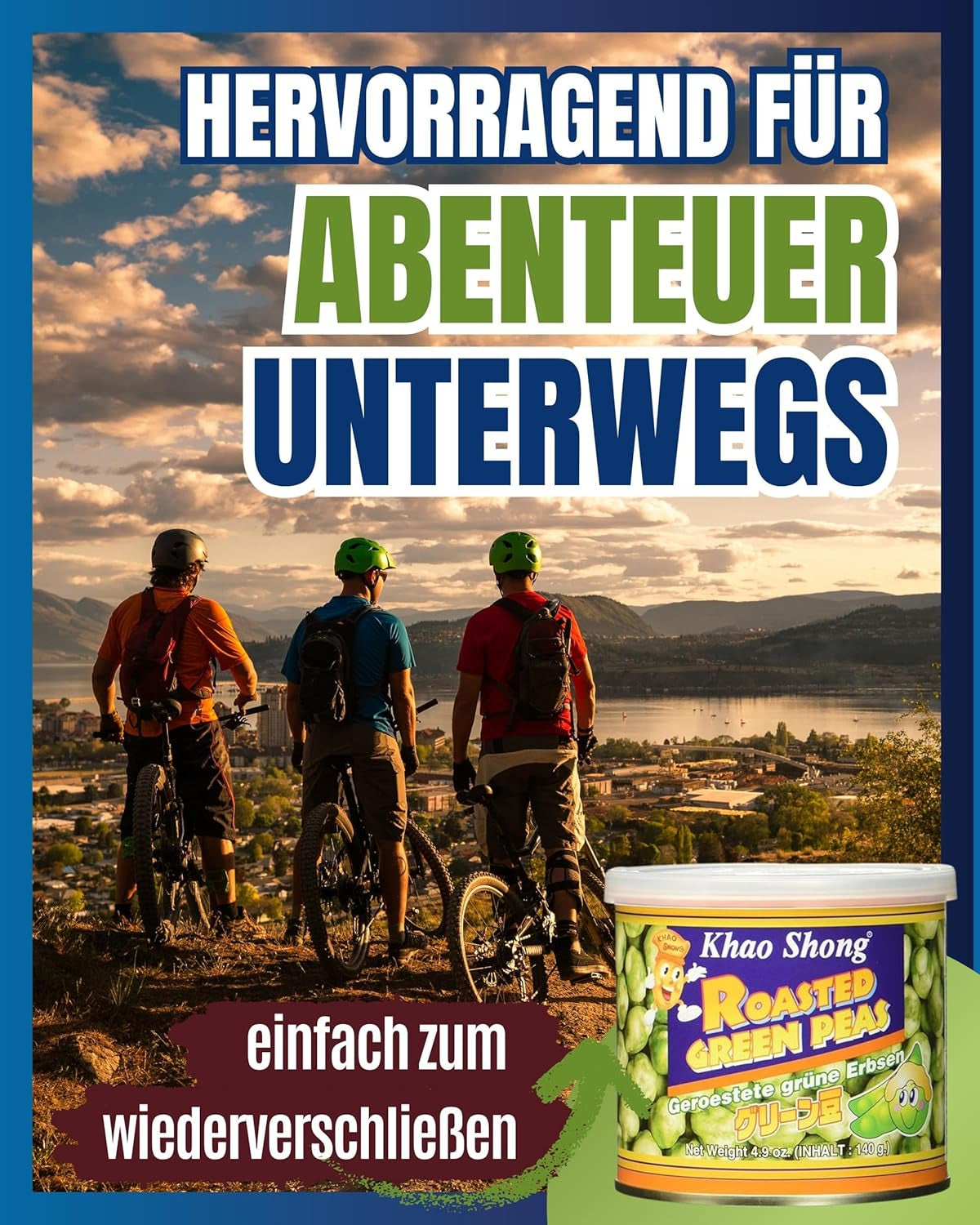 Mazăre verde prăjită Khao Shong cu wasabi, mazăre crocantă într-un aluat picant, o alternativă cu conținut scăzut de grăsimi la nuci, iuțeală medie, 1 conservă de 140 g | 140 g (1 pachet)