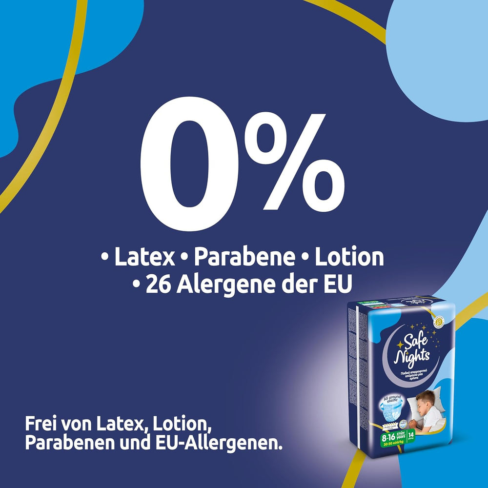 Safe Nights Boy, chiloți de noapte pentru vârste 8-16 ani (30-50 kg), 84 bucăți