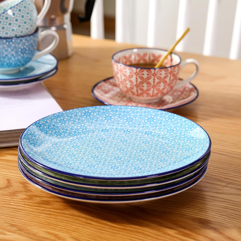 Set de cafea din porțelan, Vancasso Macaron, serviciu de cafea colorat cu 12 piese pentru 4-12 persoane, set de cești, include cești de cafea, farfurioare și farfurii de desert