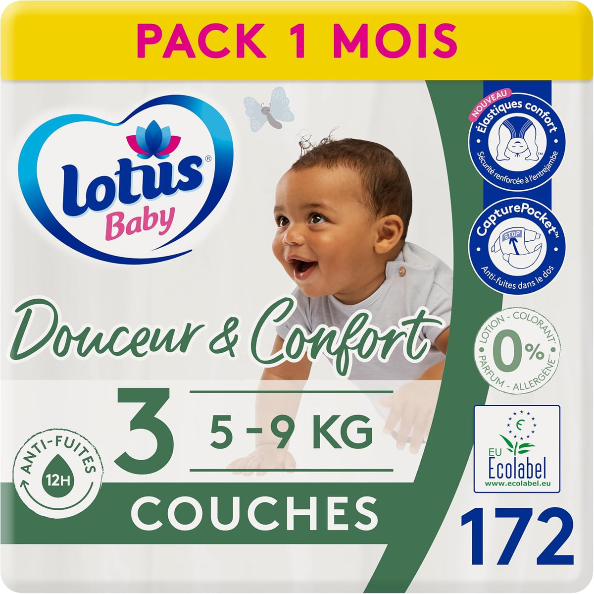 Douceur Naturelle – Scutece mărimea 3 (5-9 kg) Pachet 1 lună – 172 scutece
