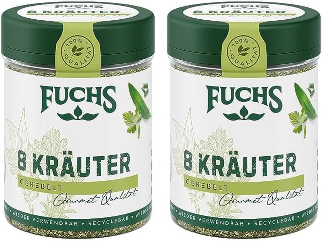 Fuchs Gewürze - 8 Kräuter gerebelt - Kräutermischung für Marinaden, Fischgerichte oder Kräuter-Frischkäse - natürliche Zutaten - 25 g in wiederverwendbarer, recyclebarer Dose