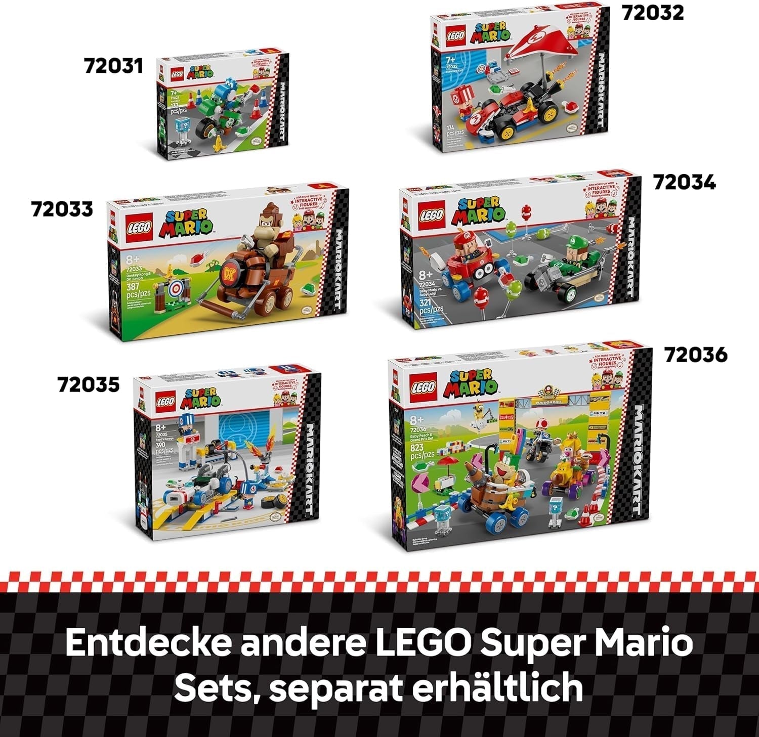 LEGO Mario Kart - Baby Mario Vs. Baby Luigi, figuri Nintendo de colecționat, 2 vitezomani de jucărie construibile, cadou pentru băieți, fete și gameri cu vârsta peste 8 ani, jucărie de aventură 72034 Seturi de constructie Besuche den LEGO-Store