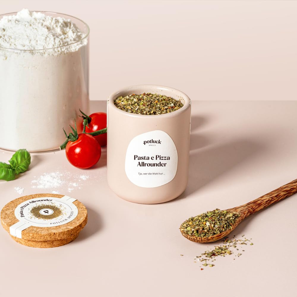 Potluck | Pasta e Pizza Kräuter | Gewürzzubereitung im Keramiktopf | 40g | Vegan, glutenfrei und mit natürlichen Inhaltsstoffen