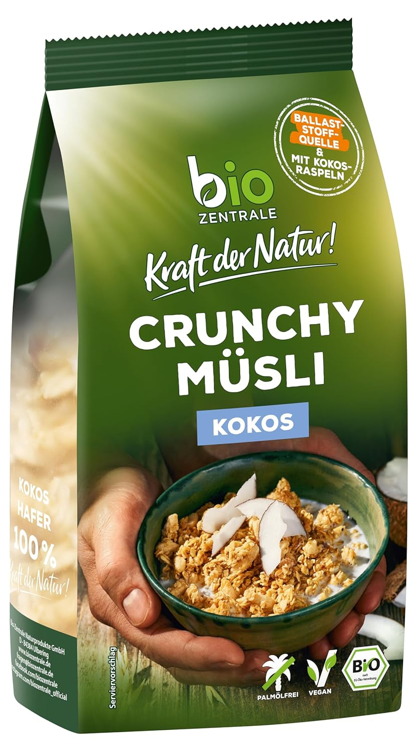 Muesli crocant cu fructe de pădure Biozentrale | 375 g Muesli organic | Ideal pentru micul dejun și pentru paharul tău de muesli la pachet | O alternativă la batoanele de muesli