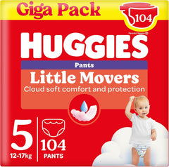 Pantaloni Huggies Little Movers Disney, mărimea 5, 104 bucăți (2x52), cutie lunară