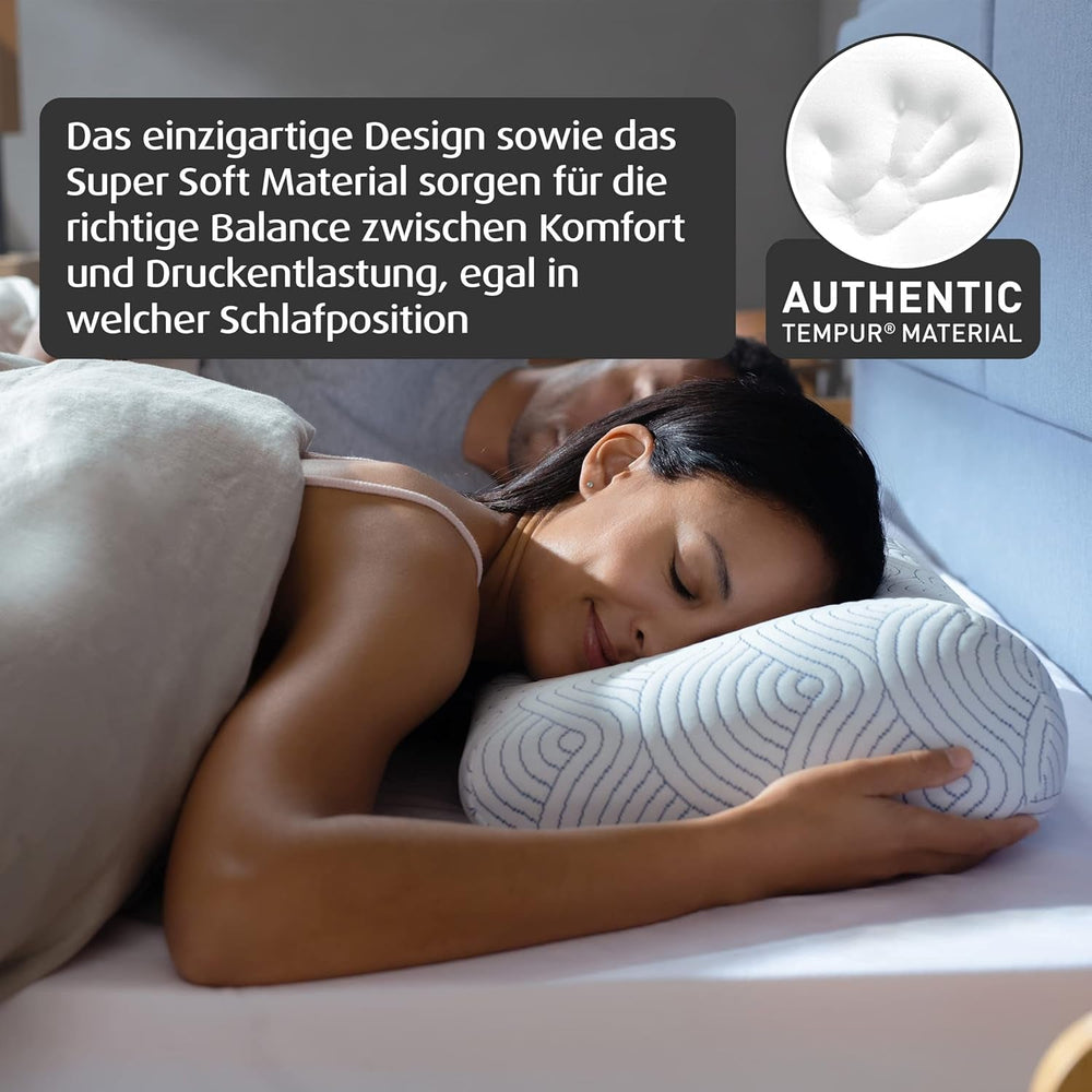 Pernă de dormit din spumă cu memorie TEMPUR EASE, pernă ergonomică de susținere a gâtului pentru orice poziție de dormit, suport ferm, 50 X 31 X 10/5 cm, alb Perne standard Naty Shop