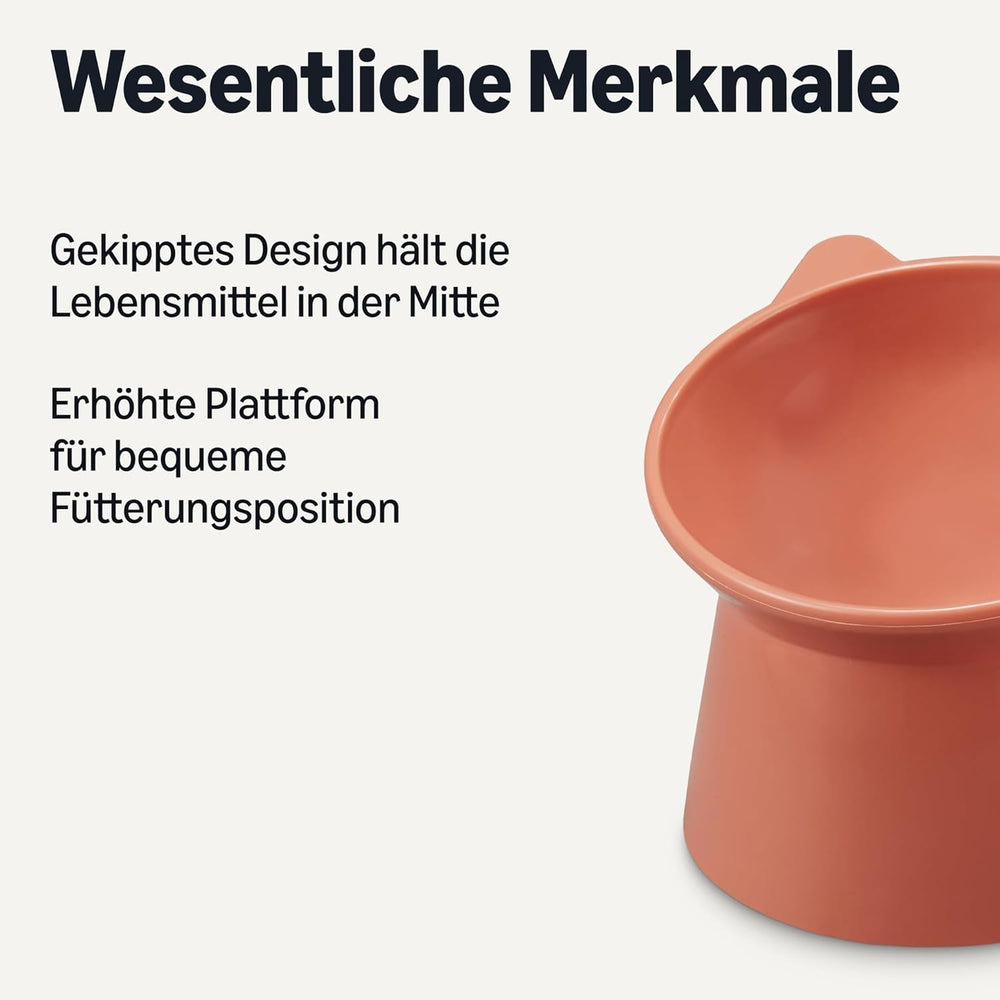 Boluri pentru hrană pentru pisici Amazon Basics, formă de ureche de pisică, pachet de 2, 13,2 × 13,2 × 11,4 cm, portocaliu și albastru