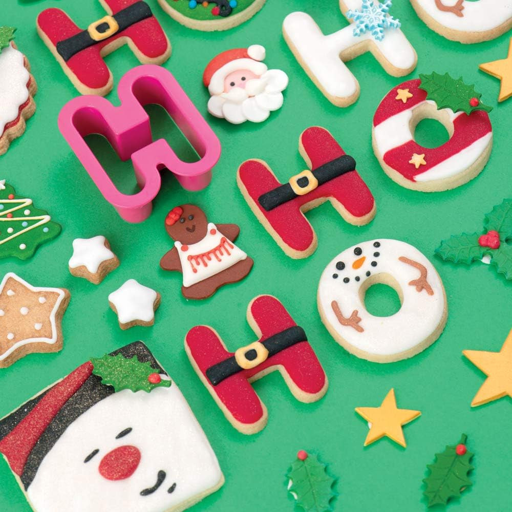 , 0255081 Forme de biscuiți cu litere mari 5,2 x H 2,2, Setul ideal pentru realizarea de decorațiuni din fondant sau cauciuc, Fabricat în Italia, Pachet de 27 de piese, Roz