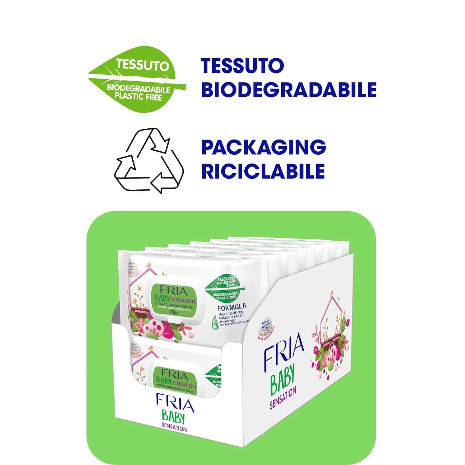 Servetele Fria Baby Sensation, cu unt de shea cu efect de calmare a pielii, testate dermatologic, pachet maxi economie cu 840 de servetele Servetele Umede Bebelusi Naty Shop