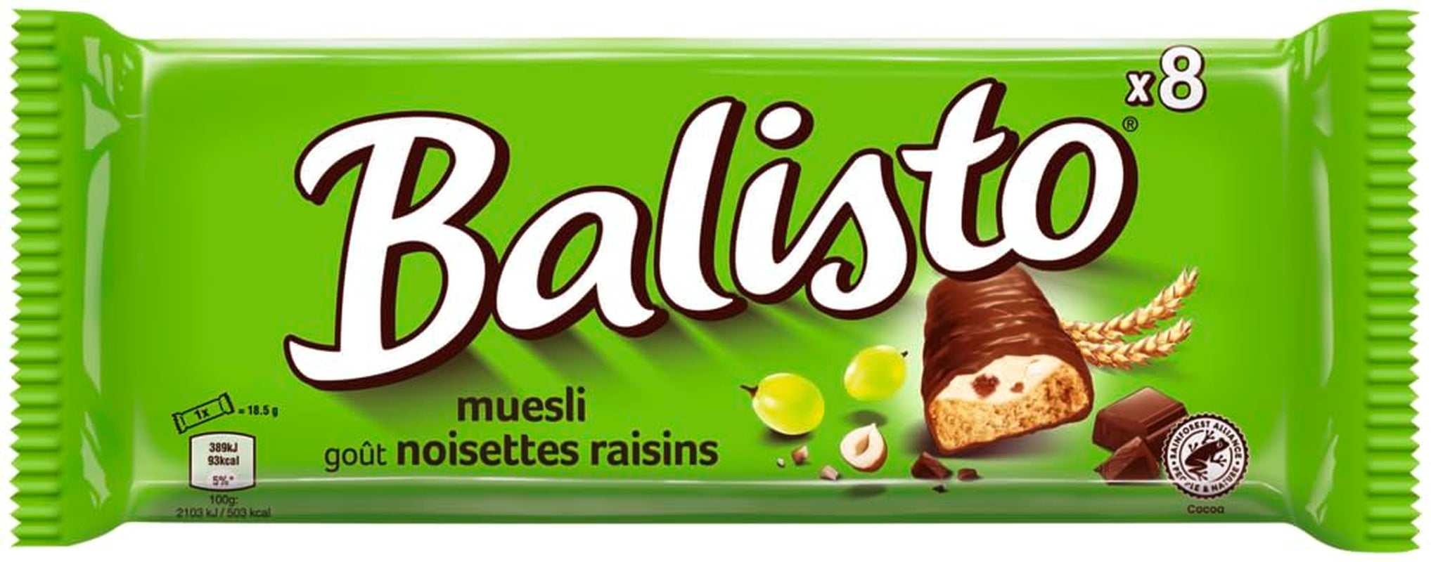 Balisto Chocolate Pack Vrac, Yoberry, Batoane de ciocolată cu cereale și iaurt, 8 x 18,5 g, Ciocolată, Batoane Muesli, Pachet Vrac de ciocolată (148 g)