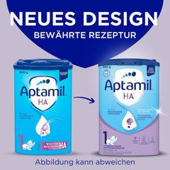 Aptamil HA 1 – Formulă de lapte praf pentru sugari de la naștere, cu DHA, fără lactoză, fără ulei de palmier, hrană pentru bebeluși, lapte praf, 1 x 800 g