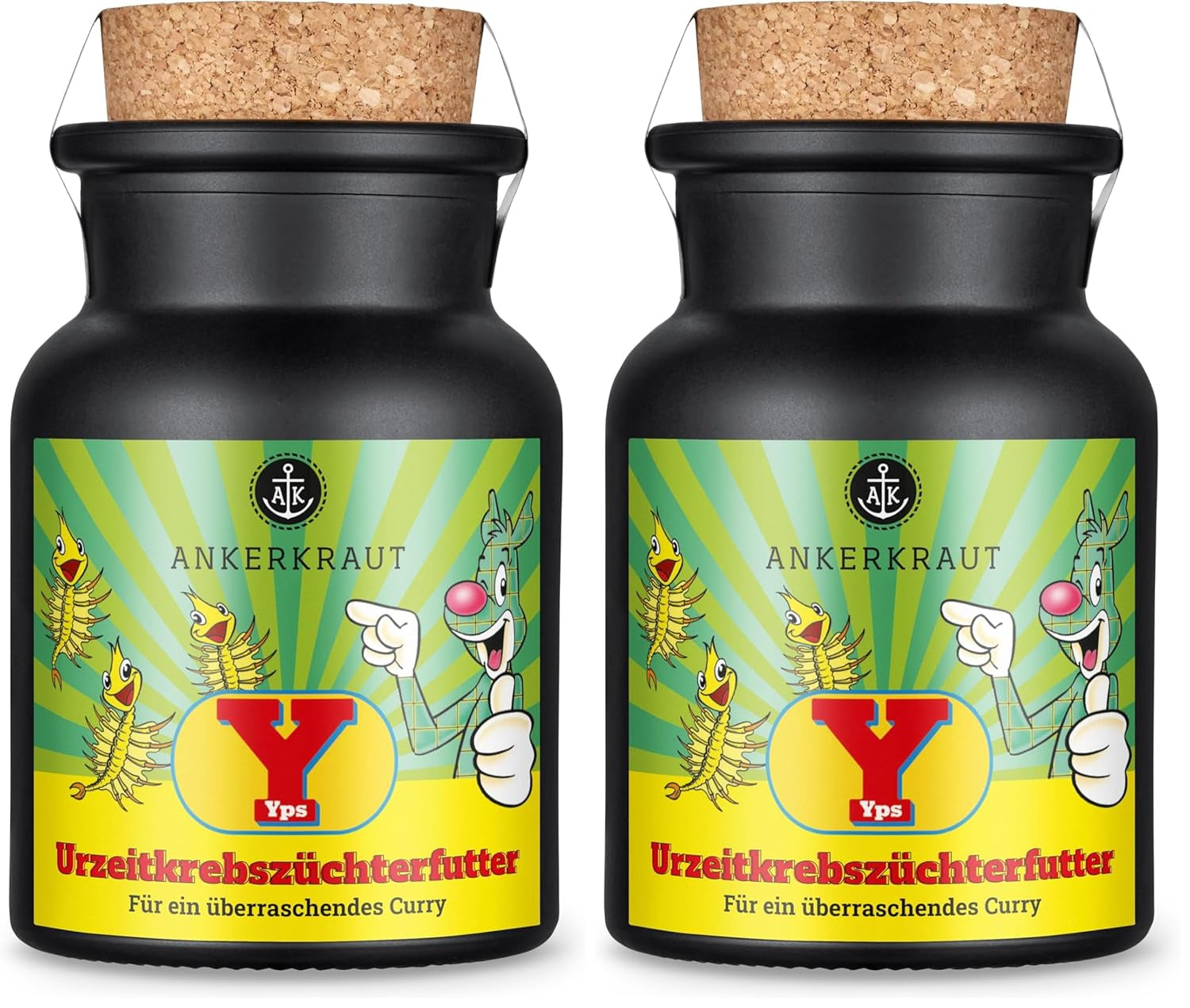 Ankerkraut x Yps Urzeitkrebszüchterfutter, Gewürzmischung für Reis, Gemüse und Snacks, mit Rote Beete, Kurkuma und Zwiebel, ohne Salz, 80 g im Korkenglas