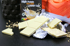 frankonia CHOCOLAT POWER MOTION fără zahăr adăugat - Ciocolată albă crocantă cu conținut ridicat de proteine și conținut scăzut de carbohidrați, 90 g