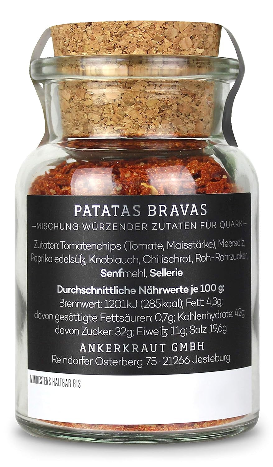 Ankerkraut Patatas Bravas, Gewürzmischung für spanische Kartoffelwürfel, 90g im Korkenglas