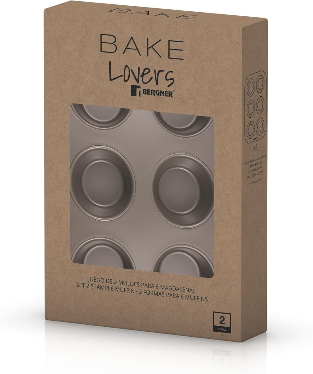 BERGNER BAKING LOVERS - Set Von 2 X 6 Cup Muffinformen - Kohlenstoffstahl Mit Ilag Essential, PFOA Frei, Leicht Zu Reinigen Matrite si tavi pentru copt Naty Shop