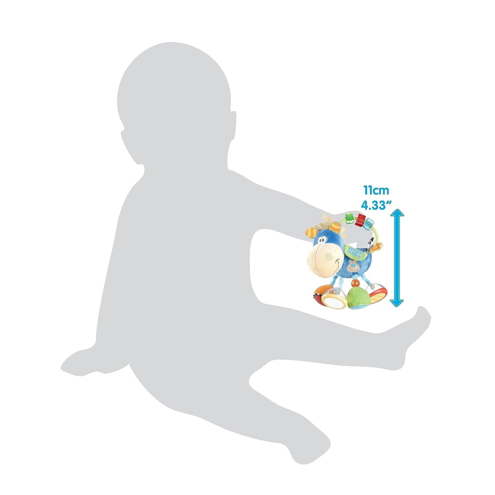 Playgro 101145 Cal de pluș cu zornăitor, jucărie educativă, de la 3 luni, fără BPA, Playgro Toy Box Horse Klipp Klapp, albastru/colorat, 40016, dimensiuni: 15 x 6 x 20 cm , 1 buc Jucarii Bebe Naty Shop