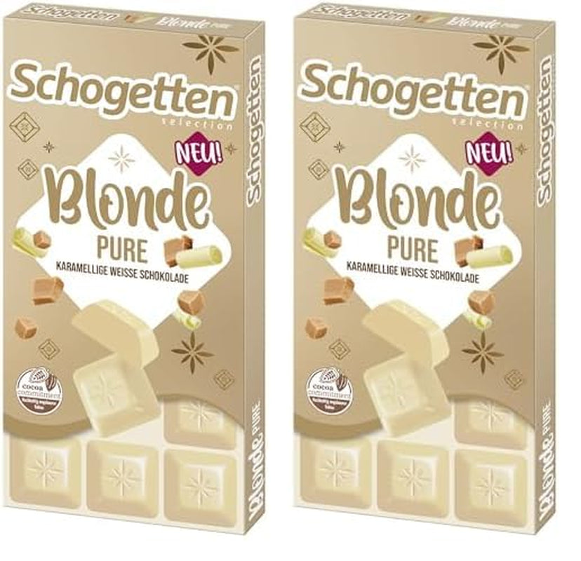 Schogetten Blonde Pure I ciocolată albă cu caramel I 100 g I porționat individual (pachet de 2)