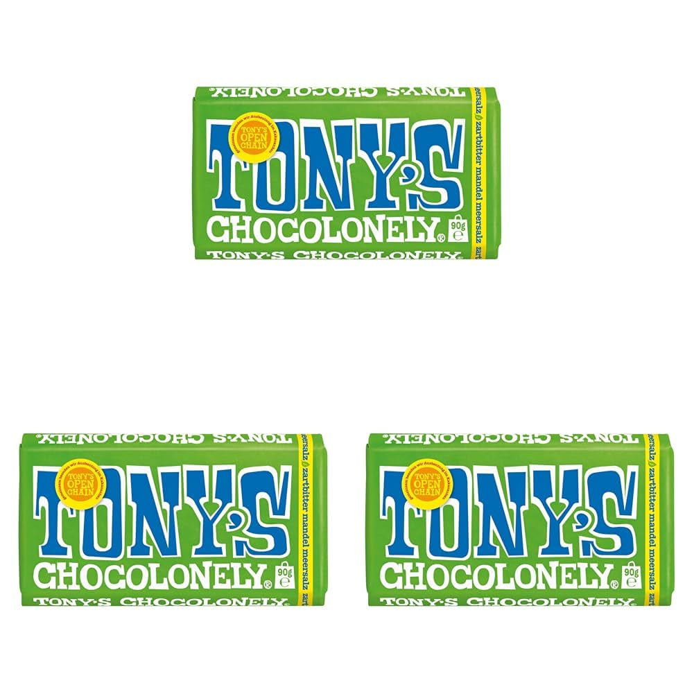 Tony's Chocolonely - Ciocolată neagră cu migdale și sare de mare 90g
