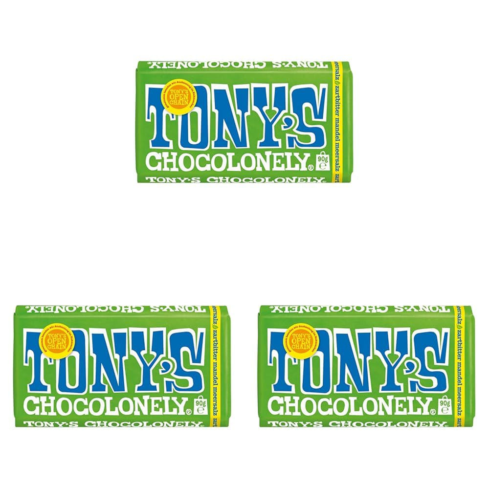 Tony's Chocolonely - Ciocolată neagră cu migdale și sare de mare 90g