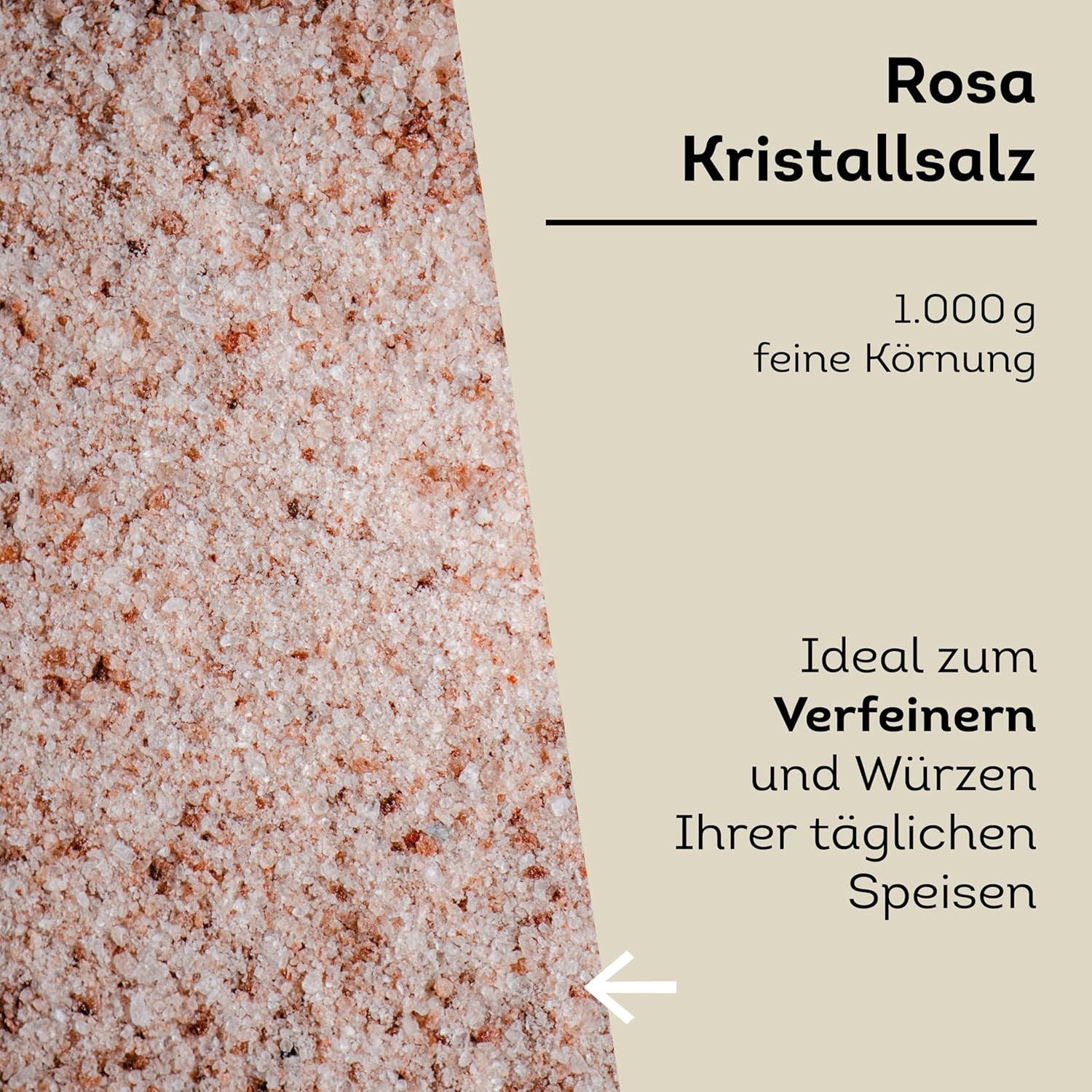 Küper Selection 1000g Kristallsalz rosa fein - rosa Speisesalz zum Würzen und Verfeinern – 100% natürliches Salz