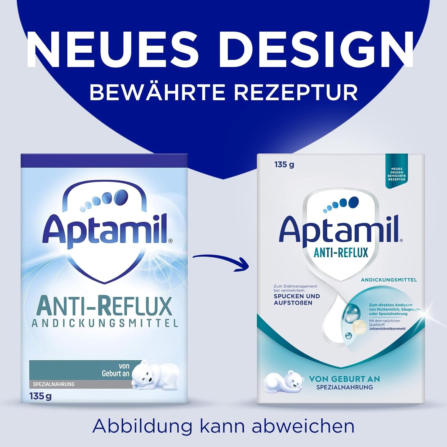 Aptamil Anti-Reflux - Formulă completă de la naștere, pentru gestionarea dietei, pentru vomă și regurgitație, hrană pentru bebeluși, lapte praf, 6 x 135 g