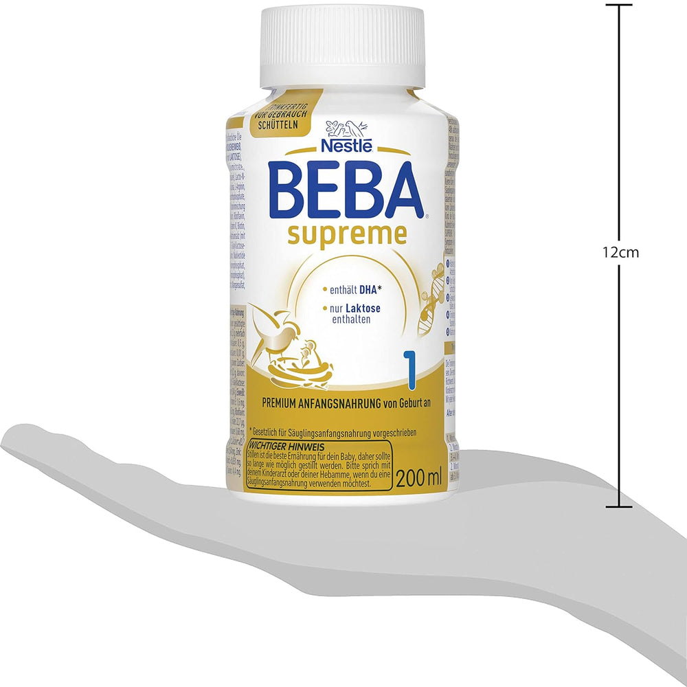 BEBA Nestlé BEBA SUPREME 1 Formulă pentru sugari: Biberoane gata de băut, cu Omega 3, 1 pachet (1 x 200 ml)
