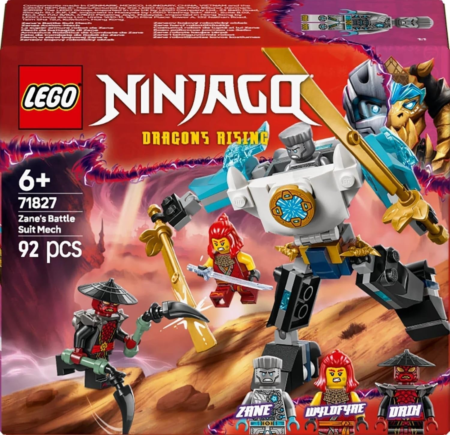 LEGO NINJAGO Zane's Action Mech - Jucărie ninja cu 3 minifigurine pentru jocuri de rol - Set mic de construit și jucat pentru copii - Idee de cadou pentru băieți și fete de la 6 ani 71827 Seturi de constructie Besuche den LEGO-Store