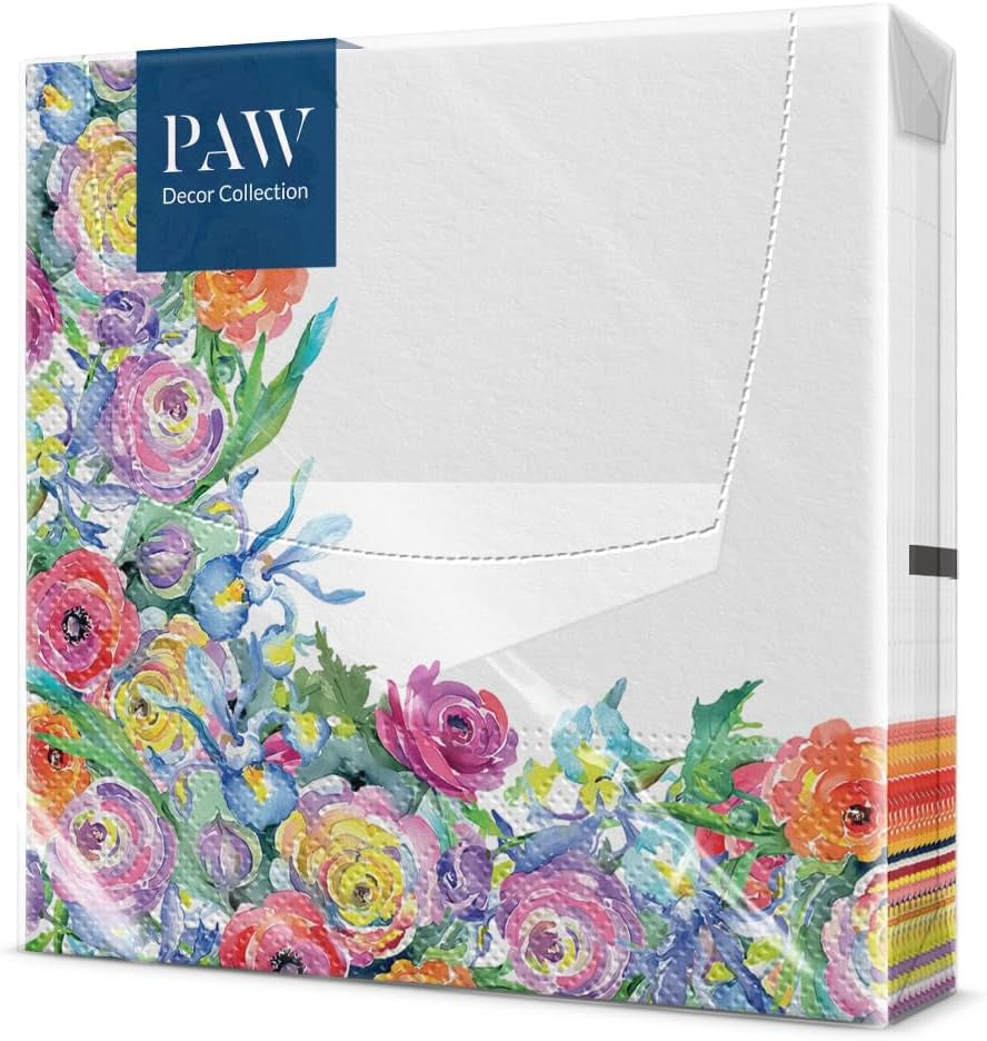 PAW - Șervețele 3 straturi (33 X 33 Cm) I 20 bucăți I Perfect pentru zile de naștere, petreceri, nunți, comuniuni și sărbători I Decorațiuni de masă Șervețele de hârtie colorate - ierburi I aromă de ierburi