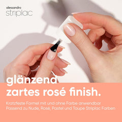 alessandro Striplac UV Top Coat Rosé - Unghii strălucitoare, rezistente la zgârieturi, până la 15 zile - Poate fi folosit cu sau fără culoare - Tehnologie delicată de îndepărtare - Vegan - Roz, Transparent, 6,5 ml