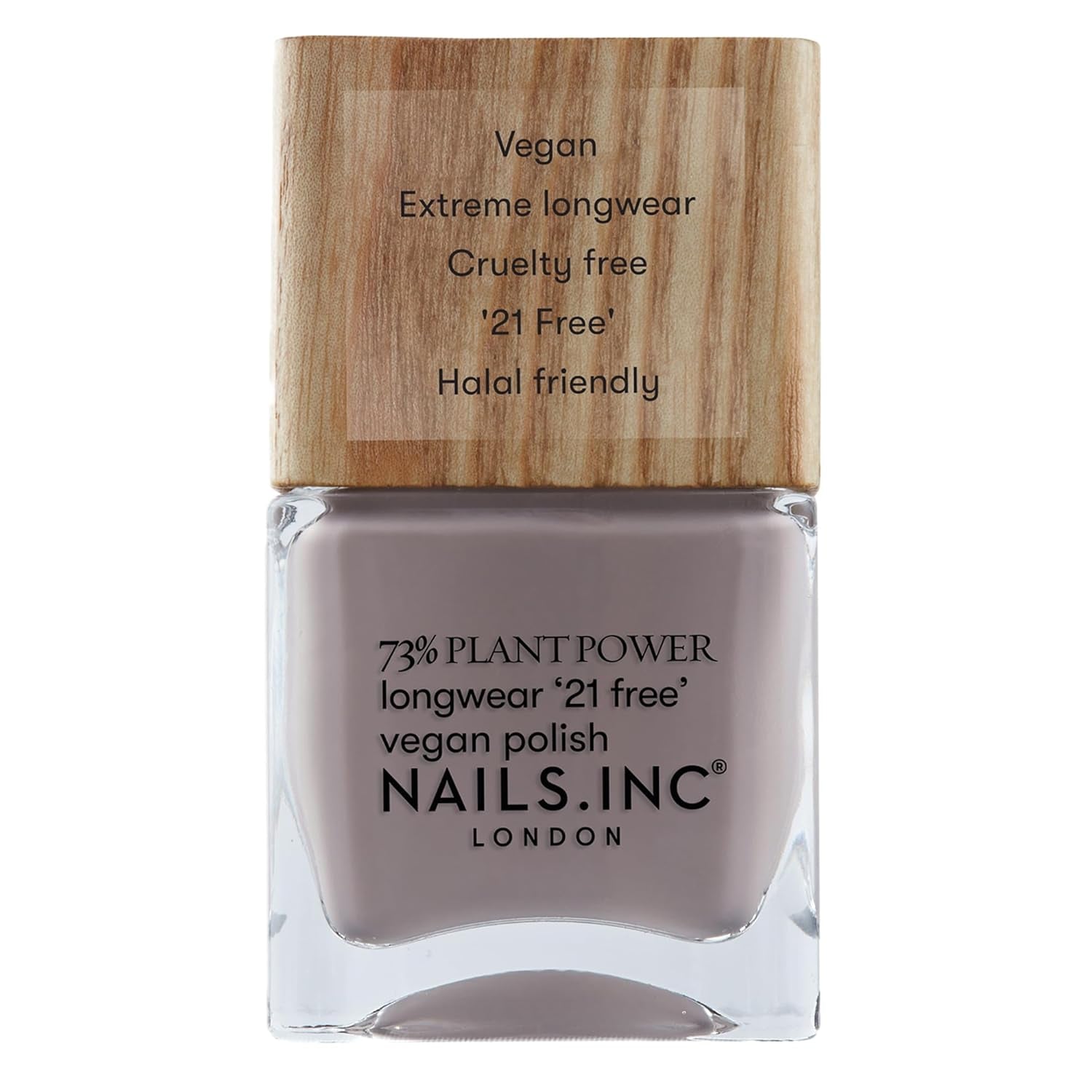 Nails Inc - Oja vegană GLOWING SOMEWHERE Plant Power - 73% pe bază de plante, 100% vegană și fără cruzime - Manichiură perfectă, sidefat strălucitor - Pentru o nail art ecologică
