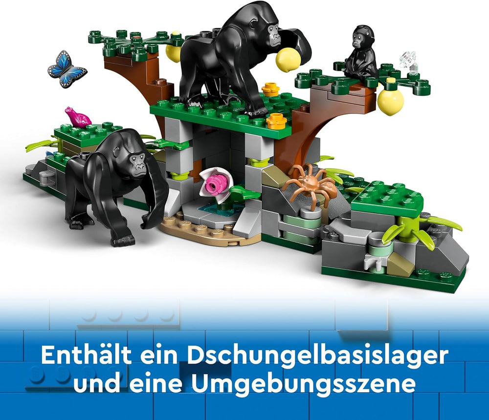 Elicopter LEGO City Jungle Explorer, set de joacă de aventură pentru copii 8+, cadou de Crăciun sau aniversare pentru copii, 5 minifigurine și 3 gorile 60437 Seturi de constructie Besuche den LEGO-Store