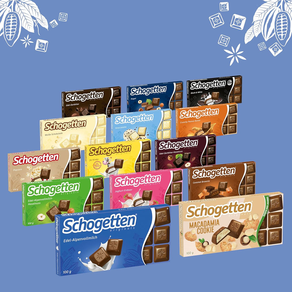 Baton de ciocolată cu lapte Schogetten Premium Alpine, 100g, porționat individual. O încântare. Bucată cu bucată.